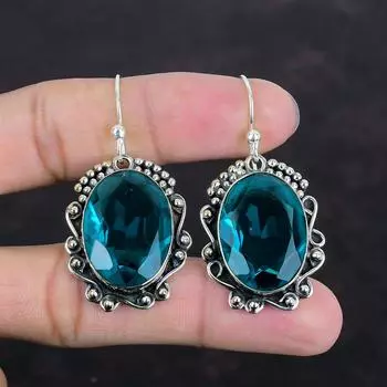 Серьги с ограненным индиголитом, серьги из натурального драгоценного камня ручной работы, серьги из стерлингового серебра 925 пробы, уникальные стильные ювелирные изделия, подарки для женщин, висячие серьги