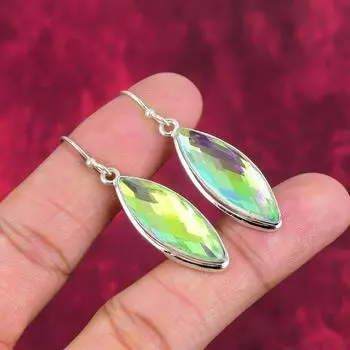 Серьги с ограненным мистическим топазом, серьги из цельного серебра 925 пробы, ювелирные изделия с драгоценными камнями ручной работы, подарки жене, совершенно новые серьги 1.97 Inches белый