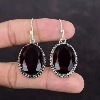 Серьги с ограненным мозамбикским гранатом, серебряные серьги 925 пробы, ювелирные изделия ручной работы с настоящими драгоценными камнями, очень красивые винтажные серьги, подарки для мамы