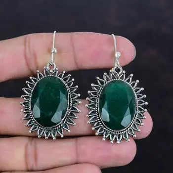 Серьги с ограненным замбийским изумрудом, ювелирные изделия ручной работы из драгоценных камней, серьги из стерлингового серебра 925 пробы, новейший дизайн, серьги, подарки на помолвку, серебряные ювелирные изделия
