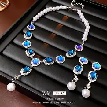 Серьги с овальным жемчугом и серебряной иглой с бриллиантами Персонализированные и модные серьги с легкой роскошью и роскошным стилем, женские серьги 1#