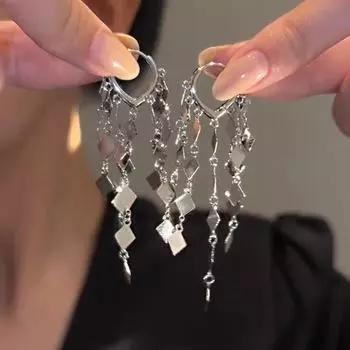 Серьги с пайетками из бриллиантов европейского и американского производства — нишевый дизайн для женщин 2025 года Diamond sequined earrings