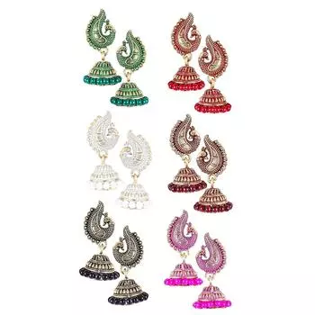 Серьги с павлином Jhumkas Jhumka jhumki Комбинированный набор Серьги для женщин и девочек Дамы Традиционный свадебный храм Золото Минакари Этнический