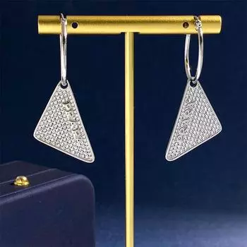 Серьги с перевернутыми треугольниками и бриллиантами P Home Flow Personality Design Sense с геометрической подвеской, позолоченные медные серьги