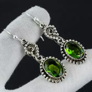 Серьги с перидотом, серьги ручной работы, серьги из стерлингового серебра 925 пробы, ювелирные серьги с цитрином, подарок для нее, серьги-капли для женщин, подарки 1.96