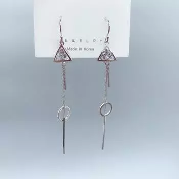 Серьги с подвесками из кристаллов, женственная элегантность с корейской индивидуальностью, подчеркивающая лицо, серьги для похудения, простые с ушками