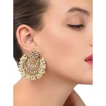 Серьги с подвесками из традиционного жемчуга золотого тона для женщин