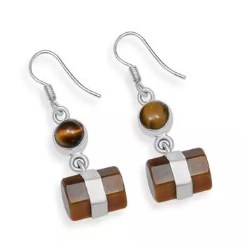 Серьги с подвесками ручной работы из стерлингового серебра 925 пробы с тигровым глазом для женщин и девочек жёлтый