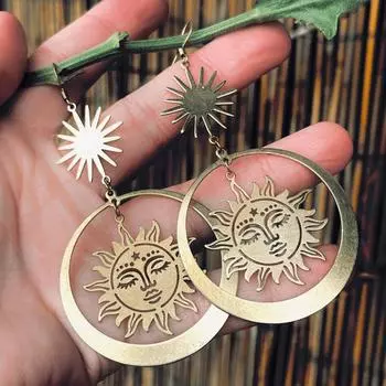 Серьги с подвесками в стиле золотого солнца, богемный элегантный стиль, ювелирные изделия из сплава, нежный женский подарок, аксессуары для повседневной носки жёлтый