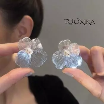 Серьги с полыми цветами Серьги с преувеличенными цветами Жемчужные серьги