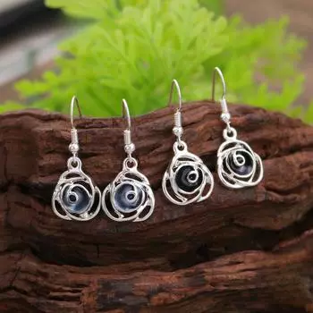 Серьги с полыми розами чёрный