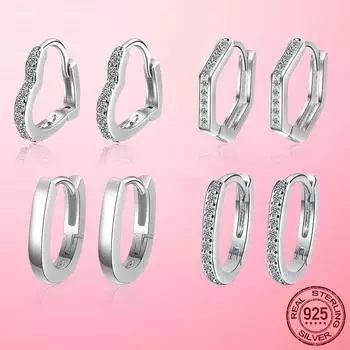 Серьги с прозрачным фианитом, женские, серебряные, 925 пробы, в форме сердца, серьги-кольца для женщин, свадебные, помолвочные, ювелирные украшения, подарок
