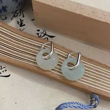 Серьги с пряжкой из безопасного нефрита Хотан, простые новые серьги в китайском стиле, высококачественные серьги в национальном стиле