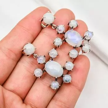 Серьги с радужным лунным камнем, изящные украшения ручной работы, серьги из стерлингового серебра 925 пробы, серьги с драгоценными камнями, подарок для женщин 1.57 Inches белый