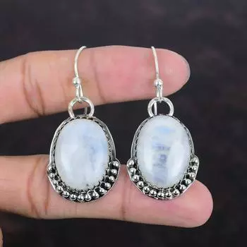 Серьги с радужным лунным камнем, серьги из стерлингового серебра 925 пробы, серьги с драгоценными камнями высшего качества, ювелирные изделия ручной работы, серьги новейшего дизайна, подарки на годовщину