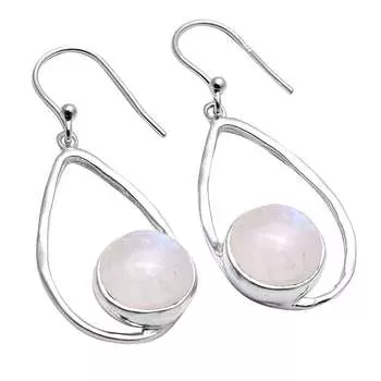 Серьги с радужным лунным камнем, твердые серьги из стерлингового серебра 925 пробы, серьги ручной работы, ювелирные изделия, подарок для женщин и девочек, E-2767 белый