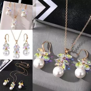 Серьги с радужным жемчугом, комплект ожерелья, подарок для девочек «Чистая любовь», универсальные аксессуары, изысканный кулон, женские серьги с жемчугом, осенне-зимняя цепочка для свитера белый