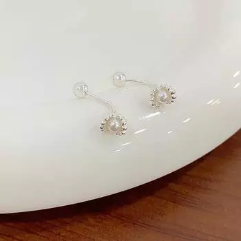 Серьги с ракушечным жемчугом и винтовой застежкой, нишевый, милый, в стиле ретро, высококачественный, универсальный