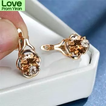 Серьги с разноцветными кристаллами и круглыми камнями, старинные золотые серьги для помолвки, женские милые серьги-кольца с маленькими цветами для женщин розовый