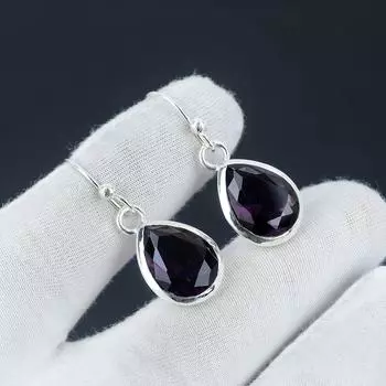 Серьги с розовым аметистом, серьги из стерлингового серебра 925 пробы, красивый драгоценный камень, кабошон, серьги с аметистом, серьги на день рождения, подарок для нее для женщин 1.77 розовый