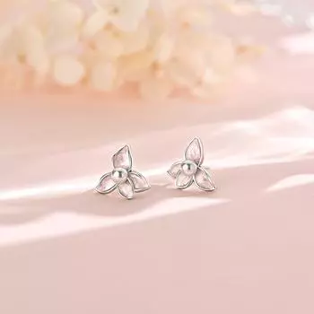 Серьги с розовым цветком и жемчугом Sweet Girl Heart Light Luxury High-end Fairy Wind Ears