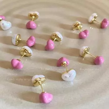 Серьги с розовым двухсторонним жемчугом в форме сердца для женщин - модный дизайн высокого класса A1307 золотой