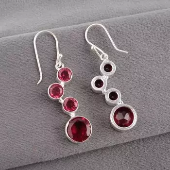 Серьги с розовым рубеллитом, серебро 925 пробы, ручная работа, красивые украшения EE-161-12