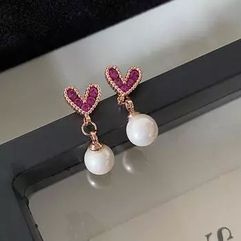 Серьги с розовым жемчугом Love, атмосферные серьги высокого класса, легкие, роскошные, сладкие, нежные, универсальные серьги из циркония для женщин розовый