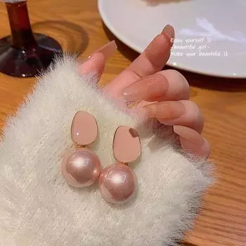 Серьги с розовым жемчугом в гонконгском стиле - серебро 925 пробы, элегантные и универсальные A1327 розового золота