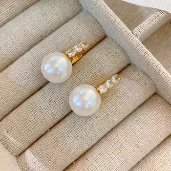 Серьги с розовым жемчугом, женские дизайнерские, легкие, роскошные французские серьги-гвоздики