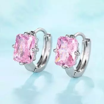 Серьги с розовыми бриллиантами, серьги с геометрическим дизайном Sweet Fairy, повседневные украшения