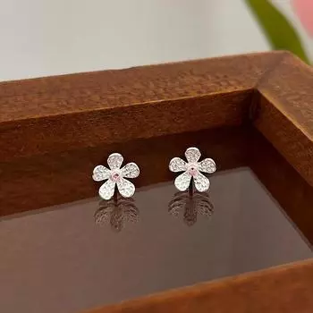 Серьги с розовыми бриллиантами в виде цветущей вишни, эффектный узор, серьги с цветочным дизайном, ощущение старинного стиля, модные и изысканные серьги