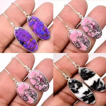 Серьги с розовыми ретро-камнями: Ювелирные изделия в европейском и американском стиле розовый