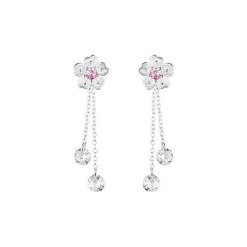 Серьги с розовыми вишневыми цветами, пара из двух феерических цветочных сережек, длинные серьги с кисточками — это свежо