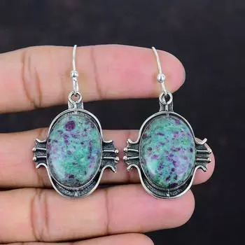 Серьги с рубиновым фукситом, настоящие серьги из драгоценных камней, серьги из стерлингового серебра 925 пробы, элегантные ювелирные изделия, серьги ручной работы, подарки для женщин, серебряные украшения