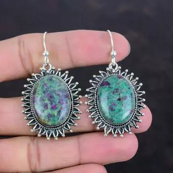 Серьги с рубиновым фукситом, серьги с драгоценными камнями, дизайнерские украшения, замечательные серьги-подвески, серьги из стерлингового серебра 925 пробы, украшения ручной работы, подарки для нее