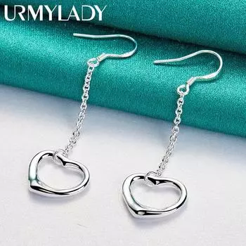 Серьги с сердцем любви из стерлингового серебра 925 пробы для женщин, модные ювелирные изделия ME049