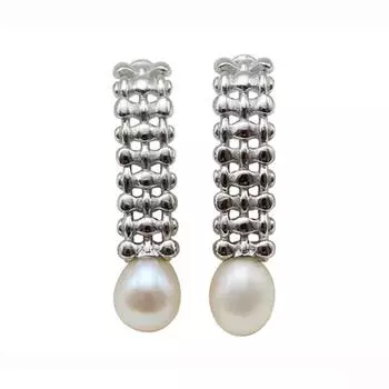 Серьги с серебряным покрытием S925, модные творческие атмосферные тканые гладкие серьги с зерном, корейский дизайн, серьги с жемчугом, индивидуальный стиль