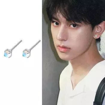 Серьги с серебряным покрытием S925 Серьги с авроральным камнем для мальчиков, легкие, роскошные нишевые серьги для пожилых людей, маленькие круглые серьги с лунным камнем в стиле ins
