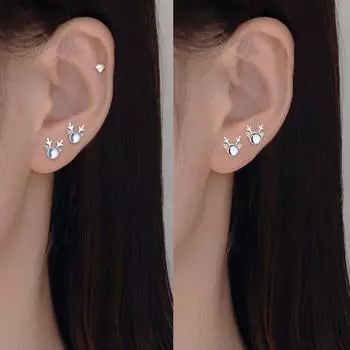 Серьги с серебряным покрытием S925, серьги Mori blue Moose, корейская новая мода, Рождественский подарок, серьги с рогами из лунного камня для женщин