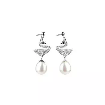 Серьги с серебряным покрытием S925, серьги с маленькими животными из Японии и Южной Кореи, уникальные серьги с черным цирконом, женские серьги с бриллиантами и жемчугом-лебедем