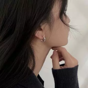 Серьги с серебряным покрытием S925, серьги с буквами CD, женские модные корейские серьги в стиле Dongdaemun commuter, геометрическая цепочка, серьги в форме буквы C