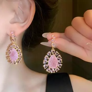 Серьги с серебряными иглами и каплями воды, циркониевые серьги, индивидуальные серьги в милом дворцовом стиле, ретро темпераментные женские серьги с высоким смыслом