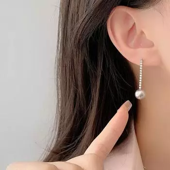 Серьги с серым жемчугом для женщин, элегантный темперамент, геометрическая форма, изысканные легкие, роскошные серьги высокого класса