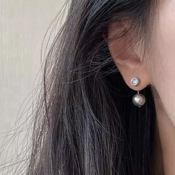 Серьги с серыми жемчужинами и бриллиантами в форме маленькой серой фасоли, серьги-темпераменты, минималистский и универсальный французский стиль