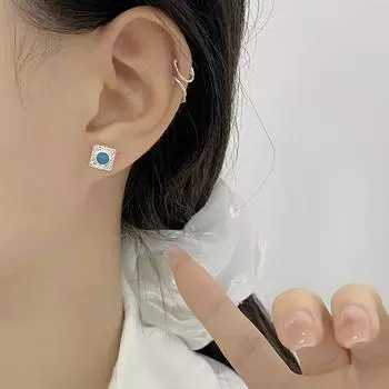 Серьги с синим камнем, квадратные, стильные, легкие, роскошные, высокого класса, изысканные, простые серьги