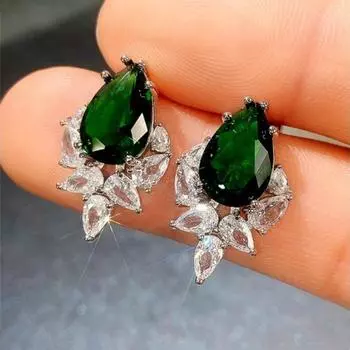 Серьги с сияющими каплями воды и кубическим цирконием, розовые/зеленые/синие грушевые серьги с фианитами для свадьбы, помолвки, яркие серьги, ювелирные изделия розовый