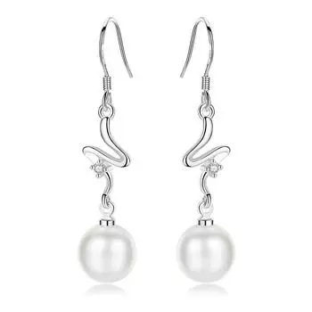 Серьги с сладким цветком и жемчугом, женские посеребренные модные серьги с цирконом, простые украшения для ушей