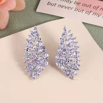 Серьги с тонкой застежкой из стерлингового серебра 925 пробы, натуральный танзанит, драгоценные камни, изысканные украшения для женщин, хороший подарок на день рождения, юбилей L синий