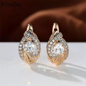 Серьги с треугольными камнями из белого и голубого циркония, серьги-шармы из розового золота, свадебные серьги с геометрическим кристаллом, маленькие серьги-кольца для женщин синий